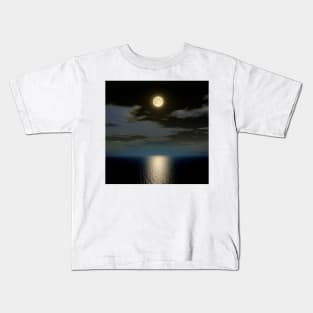 Full moon over the sea (C024/7274) Kids T-Shirt